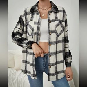 Plaid Drop Shoulder Flannel Overcoat